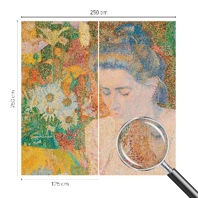 Samolepilna fototapeta za dnevno sobo z motivom cvetličnega portreta