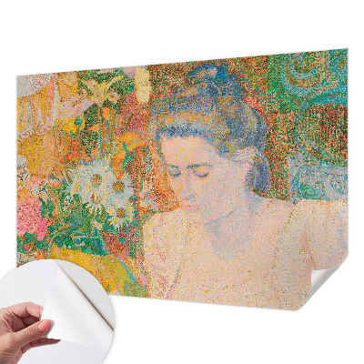 Samolepilna fototapeta za dnevno sobo z motivom cvetličnega portreta