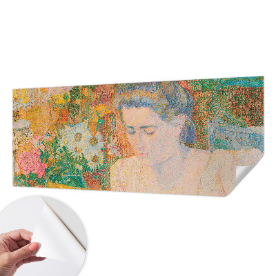 Samolepilna fototapeta za dnevno sobo z motivom cvetličnega portreta