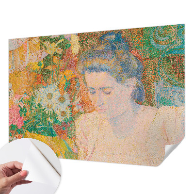 Samolepilna fototapeta za dnevno sobo z motivom cvetličnega portreta