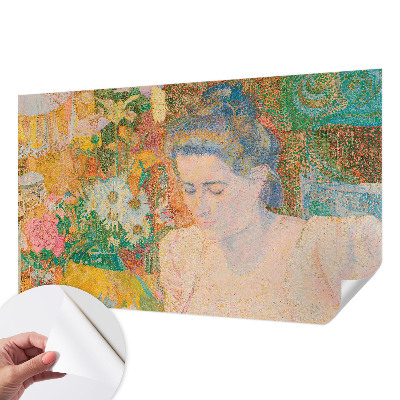 Samolepilna fototapeta za dnevno sobo z motivom cvetličnega portreta