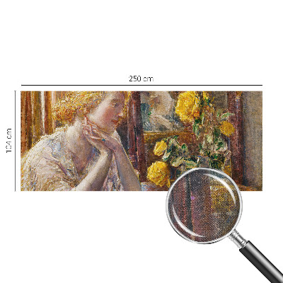 Samolepilna fototapeta za spalnico Ženska z vrtnicami