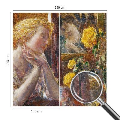 Samolepilna fototapeta za spalnico z motivom ženske z vrtnicami