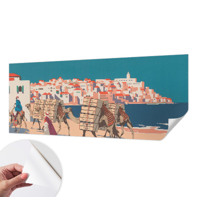 Samolepilna fototapeta za spalnico z motivom karavane kamel