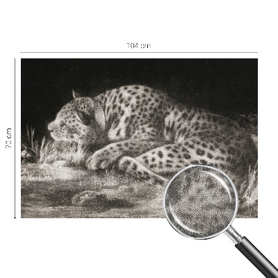 Samolepilna fototapeta za dnevno sobo z motivom leoparda, počivajočega v naravni barvni paleti