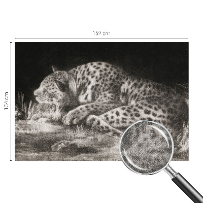 Samolepilna fototapeta za dnevno sobo z motivom leoparda, počivajočega v naravni barvni paleti
