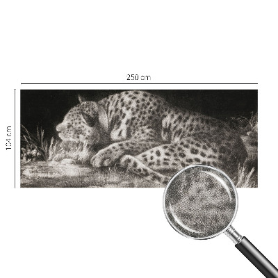 Samolepilna fototapeta za dnevno sobo z motivom leoparda, počivajočega v naravni barvni paleti