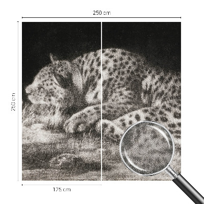 Samolepilna fototapeta za dnevno sobo z motivom leoparda, počivajočega v naravni barvni paleti