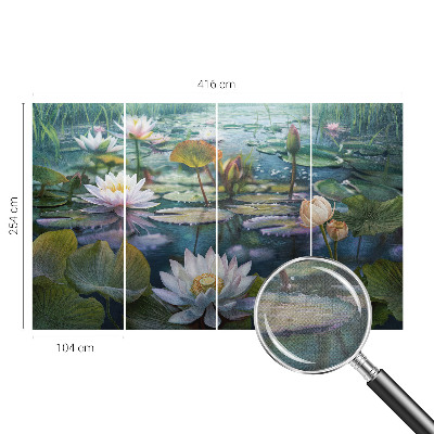 Samolepilna fototapeta za spalnico z motivom rož v ribniku