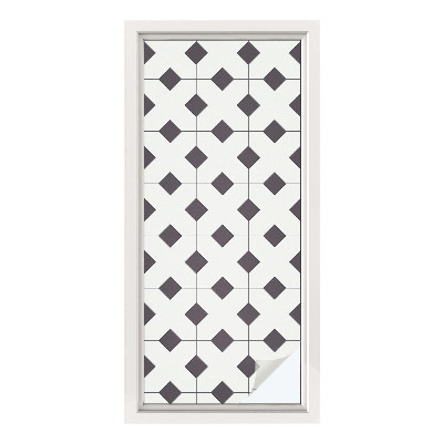 Mlečna folija za okna vitraž Črno-beli diamanti