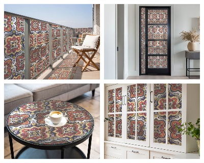 Mlečna folija za okna vitraž Cvetlični ornament