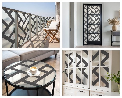 Mlečna folija za okna vitraž Prepletanje pravokotnikov