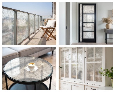 Okenska folija vitraž za zasebnost Lesena tekstura