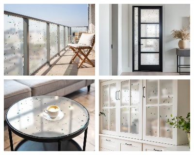 Mlečna folija za okna vitraž Razpršeni elementi