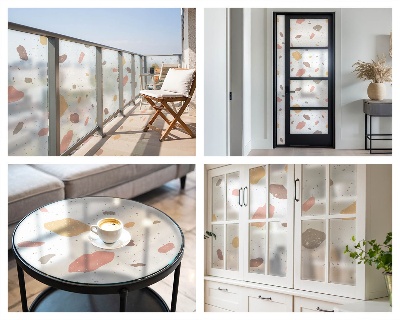 Okenska folija vitraž za zasebnost Abstraktni teraco