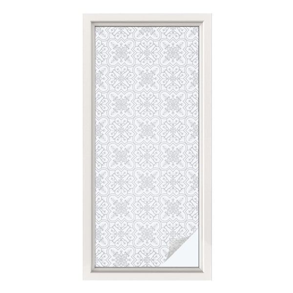 Mlečna folija za okna vitraž Cvetlična simetrija