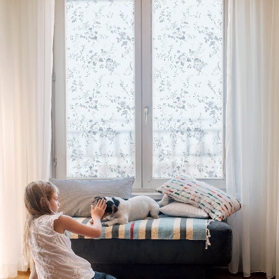 Okenska folija vitraž za zasebnost Nežne rože