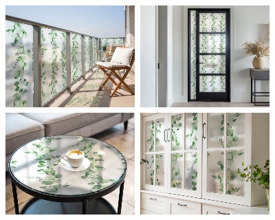 Okenska folija vitraž za zasebnost Zelene girlande