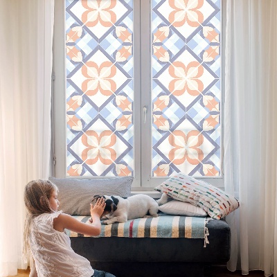 Mlečna folija za okna vitraž Cvetlični vzorec