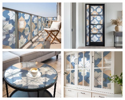 Okenska folija vitraž za zasebnost Simetrični vzorci
