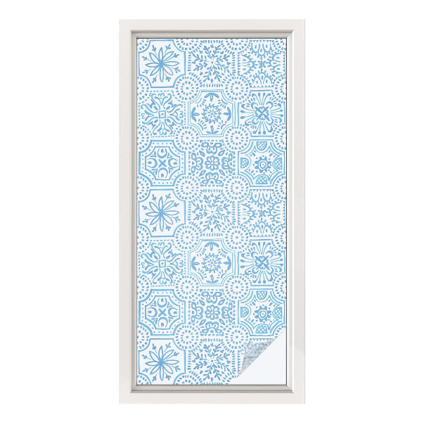 Mlečna folija za okna vitraž Modre ploščice