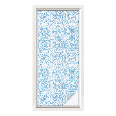 Mlečna folija za okna vitraž Modre ploščice