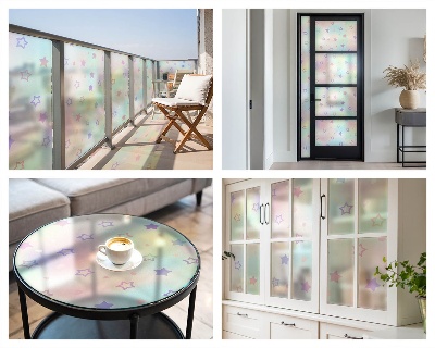 Okenska folija vitraž za zasebnost Mavrični vzorci