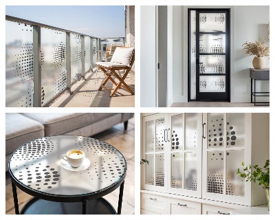 Okenska folija vitraž za zasebnost Pikčasti krogi