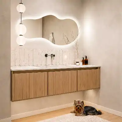 Organsko ogledalo z LED osvetlitvijo moderno stensko