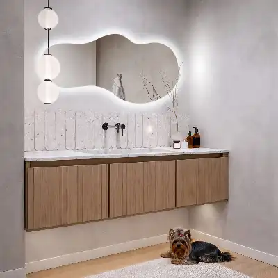 Organsko ogledalo z LED osvetlitvijo moderno stensko
