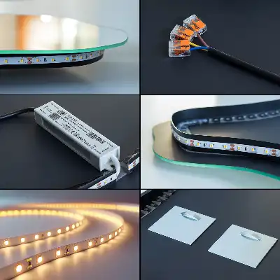 Organsko ogledalo z LED osvetlitvijo moderno stensko