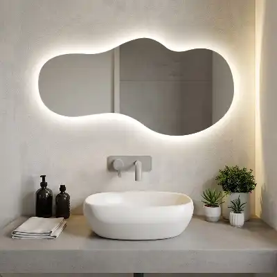 Organsko ogledalo z LED osvetlitvijo moderno stensko