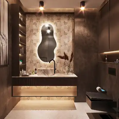 Organsko ogledalo z LED osvetlitvijo moderno stensko