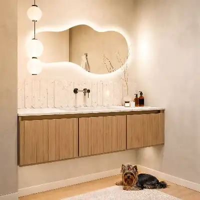 Organsko ogledalo z LED osvetlitvijo moderno stensko