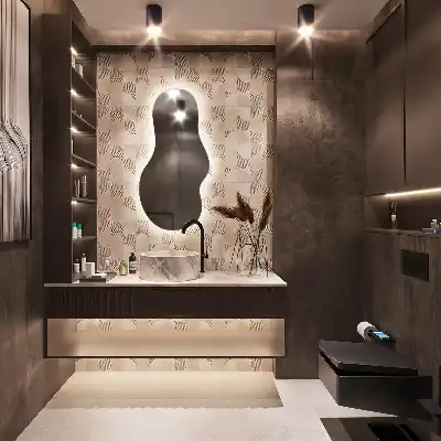 Organsko ogledalo z LED osvetlitvijo moderno stensko