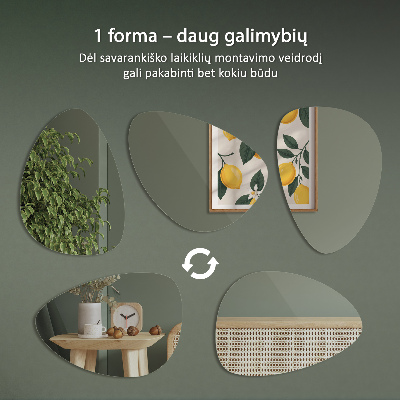 Ogledalo z organsko obliko brez okvirja za steno