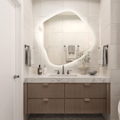 LED ogledalo z organsko obliko sodoben dodatek