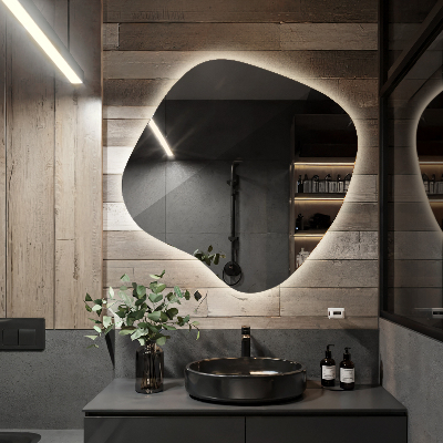 LED ogledalo z organsko obliko sodoben dodatek