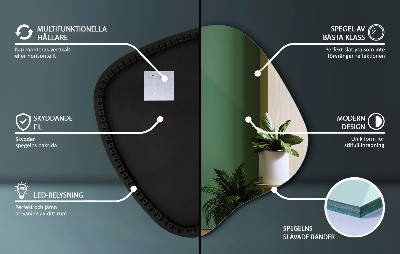 LED ogledalo z organsko obliko sodoben dodatek