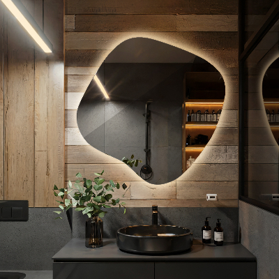 LED ogledalo z organsko obliko sodoben dodatek