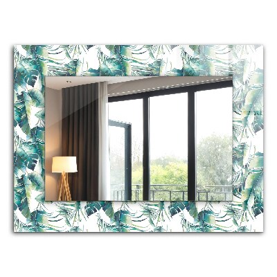 Ogledalo z okrasnim okvirjem Zeleni tropski listi