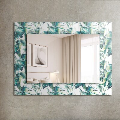 Ogledalo z okrasnim okvirjem Zeleni tropski listi
