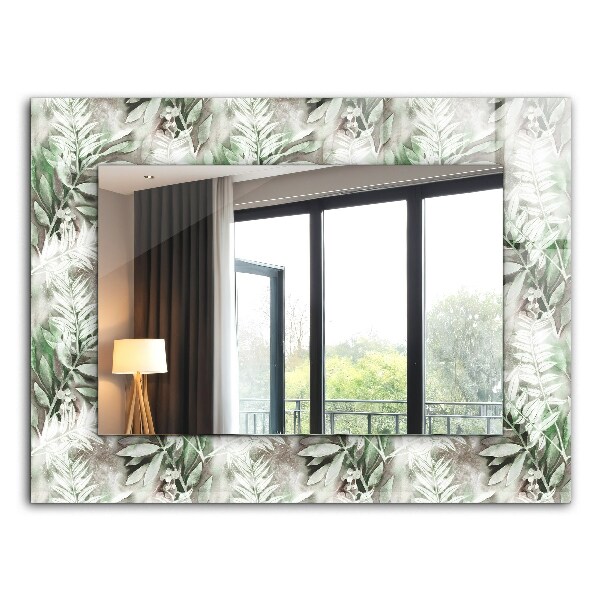 Ogledalo z okrasnim okvirjem Risba zelenih listov
