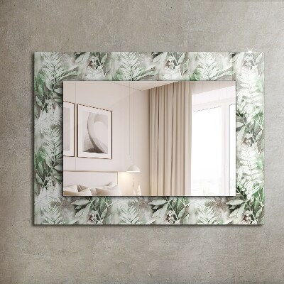 Ogledalo z okrasnim okvirjem Risba zelenih listov