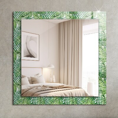 Ogledalo z okrasnim okvirjem Zeleni palmovi listi