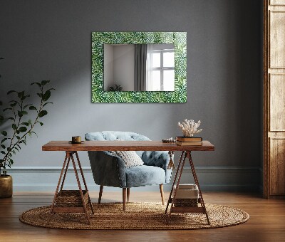 Ogledalo z okrasnim okvirjem Zeleni palmovi listi