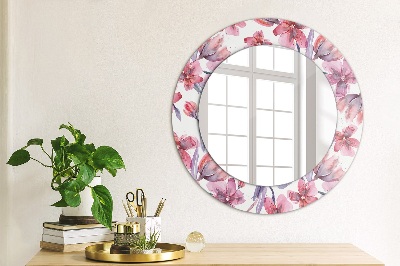 Okroglo okrasno ogledalo Akvarelni cvetovi
