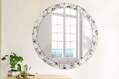 Okroglo stensko okrasno ogledalo Maki cvetje