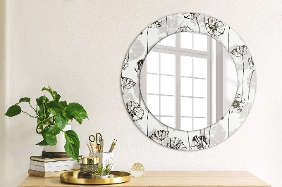 Okroglo stensko okrasno ogledalo Maki cvetje