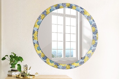 Okroglo okrasno ogledalo Modra cvetje